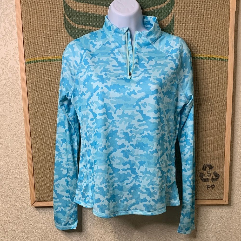 SUN MOUNTAIN, Blue Camouflage Quarter-Zip Pullover